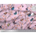 thumbnail image 3 of Soimoi Pink Rayon Fabric Flower & Butterfly Print Fabric by The Yard 42 Inch Wide, 3 of 5