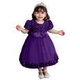 thumbnail image 1 of Robe Mi-Mollet à Manches Courtes et Col Rond, Tenue Formelle pour Enfants Incluant de Longues Robes Florales, Robes de Princesse, Robes à Fleurs pour Enfants, Robes de Mariage, Etc., 1 of 6