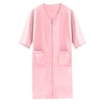 thumbnail image 4 of AherBiu Peignoirs pour Femmes Légers à Fermeture Éclair devant Manches 3/4 Pyjamas Vêtements de Détente Robe de Nuit Pleine Longueur avec Poches, 4 of 4