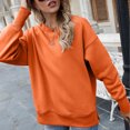 thumbnail image 4 of IROINID T-Shirt à Manches Longues en Polyester Réduit pour Femmes Chemises en Coton pour Femmes Quotidien Nouveau Bas Fendu en Molleton Col Rond Chandail avec Peluche et Chandail Épaissi, Orange, 4 of 8