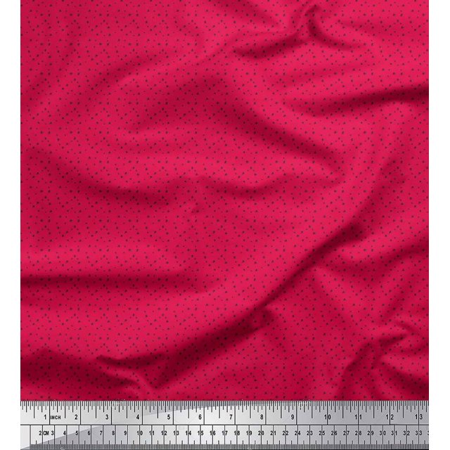 Soimoi Pink Heavy Satin Fabric Circle & Cross Geometric Printed Fabric 1 Yard 54 Inch Wide