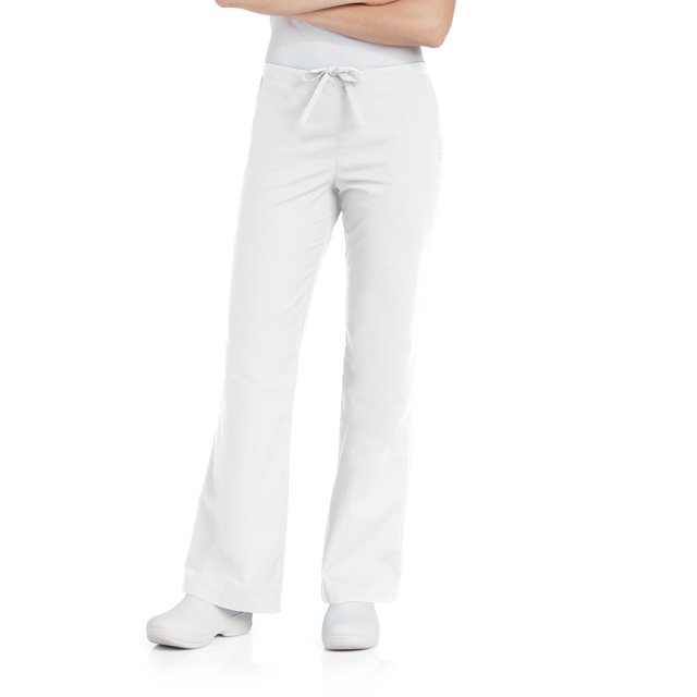 Landau Essentials Flare Leg Scrub Pants for Women: Classic Relaxed Fit, Drawstring/ Elastic Waist 8335