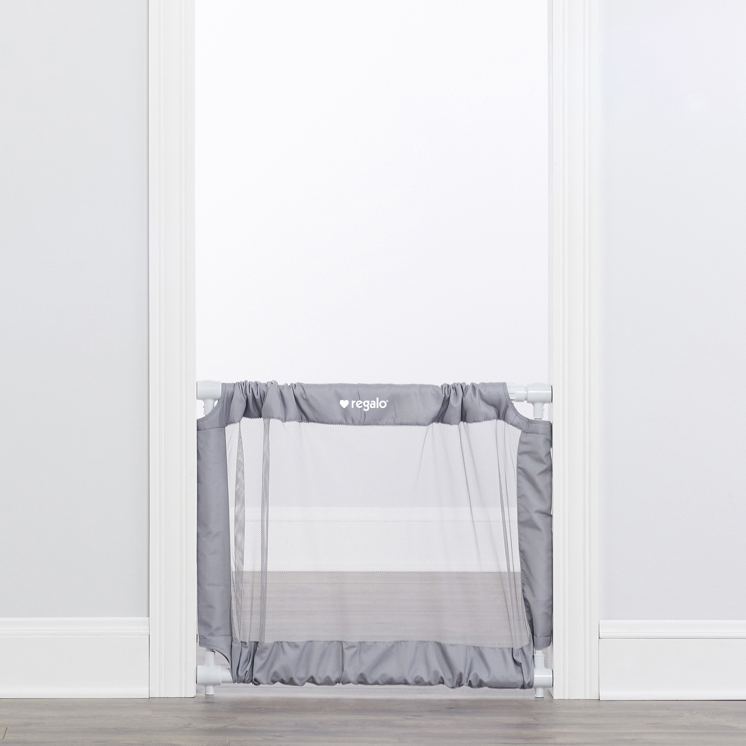 Regalo Barrière de Sécurité Bébé et Animaux Extensible 50" – Barrière Gris à Fixation Sans Perçage pour Portes ou Couloirs, Convient pour Ouvertures de 27,5 à 50 po