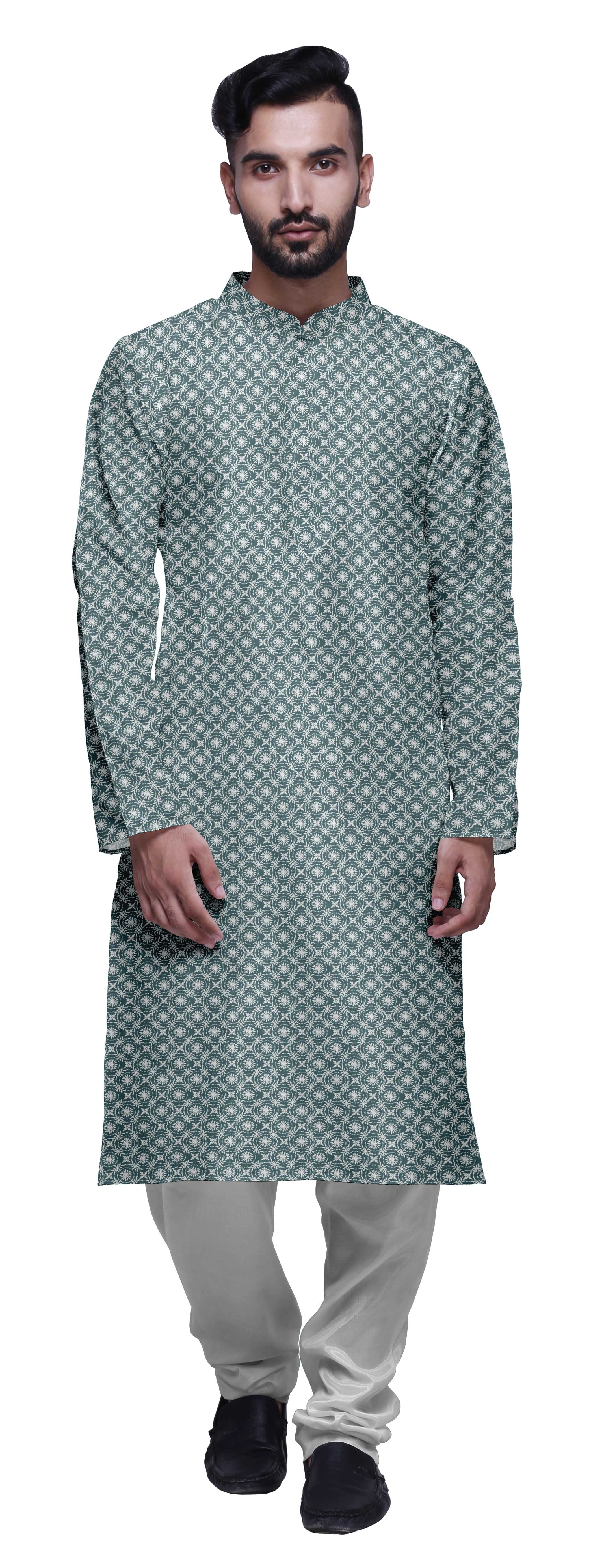 Atasi Kurta Pyjama de Fête pour Hommes, Col Mandarin, Ensemble Ethnique Imprimé Kurta
