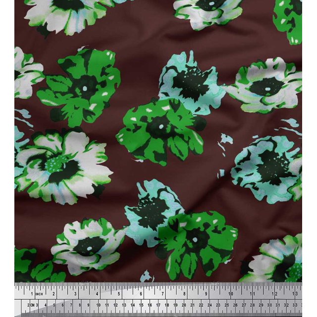 Soimoi Cotton Duck Fabric Flower Artistic Decor Fabric Printed Yard 42 Inch Wide