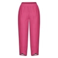 thumbnail image 4 of RXIRUCGD Women's Summer Comfortable Loose Wide Legged Fashion Solid Color Capris, Pink, Size: 5XL, 4 of 5