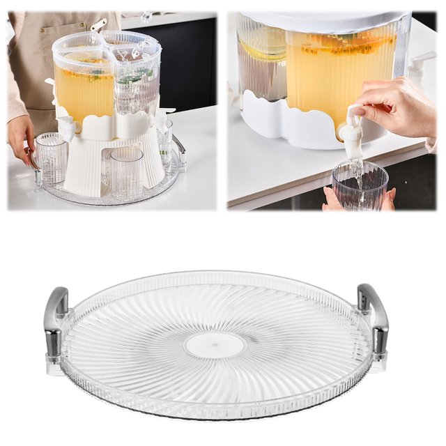 Oleegame 1PC Blue Juice Cold Kettle With Faucet Beverage Dispenser With Spigot Ice Tea Juice Pitcher 4 Compartment Beverage Container For Kitchen Silver