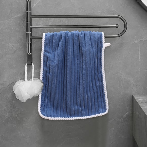 Velvet Candy Striped Towel Set - 2 Pack, 35x75 cm (13.78×29.53 in), Ultra Soft & Absorbent Polyester Face & Bath Towels, Blue/Pink/White/Gray Options, Home & Travel Use