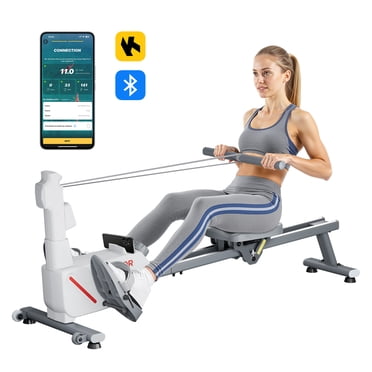 VEVOR Rampeur Magnétique, Résistance Silencieuse à 16 Niveaux Réglable, Rampeur Pliable pour la Maison, Capacité de Poids de 350 Lb, Rampe avec Rail Coulissant Double, Compatible avec l'Appli Bluetooth et Moniteur LCD