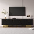 thumbnail image 4 of Homy Casa TV Stand with Textured Doors, Gold Handles & Legs, 4 of 12