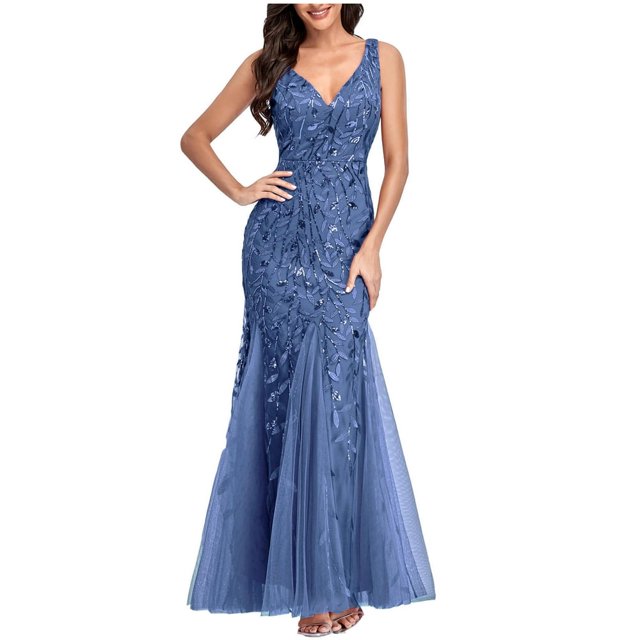 Robes Élégantes pour Femmes Robes de Soirée Robes d'Invitée de Mariage Coupe Ajustée Fête Bal Pailleté Robe Maxi Robes de Retour à la Maison