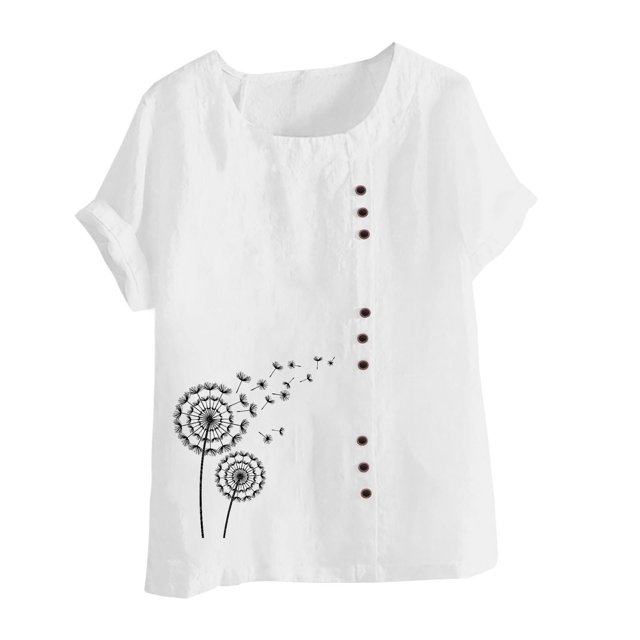 Blouses à Manches Courtes pour Femmes Mode Femmes Été Ample Imprimé T-Shirt à Col Rond Manches Courtes Blouse Décontractée T-Shirts d'Été pour Femmes Blouse à Manches Courtes Femmes T-Shirts Été