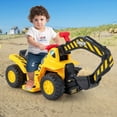thumbnail image 2 of Costway 6V Electric Kids Ride On Excavator Pretend Play Toy Tractor w/ Basketball Hoop, 2 of 10
