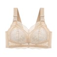 thumbnail image 1 of Virmaxy Womens Wireless Bra Lace Plus Size Gathering Underwear Everyday Bra Color Comfortable Hollow Out Perspective Bra Underwear No Rims Beige-2 34BC, 1 of 2
