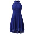 thumbnail image 5 of XDZJLR Womens Dresses formal Solid Halter Neck Button Chiffon Splice A Line Skirt, 5 of 5