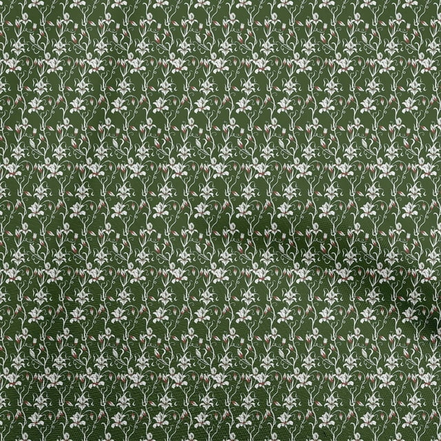oneOone Rayon Dark Green Fabric Floral Sewing Craft Projects Fabric Prints By Yard 56 Inch Wide