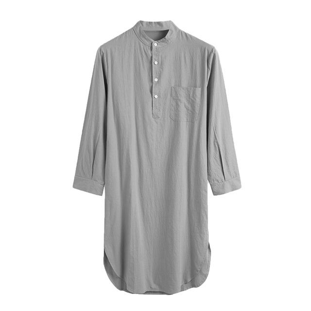Rbaofujie Bath Robe Men's Long-Sleeved Button-Down Color Printed Shirt Stylish Nightgown Girls Pajamas