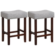 Costway Set of 2 Bar Stools Counter Height Saddle Kitchen Chairs with Wooden Legs Gray