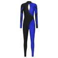 thumbnail image 3 of Kaerm Justaucorps de Gymnastique pour Femmes à Strass à Manches Longues Combinaison Intégrale Tenue de Danse Bleu P, 3 of 7