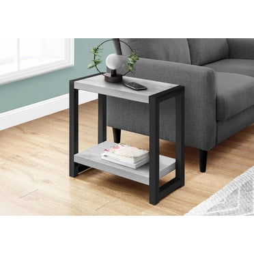 Monarch Specialties Accent Table, Side, End, Narrow, Small, 2 Tier, Living Room, Bedroom, Metal, Laminate, Grey, Black, Contemporary, Modern