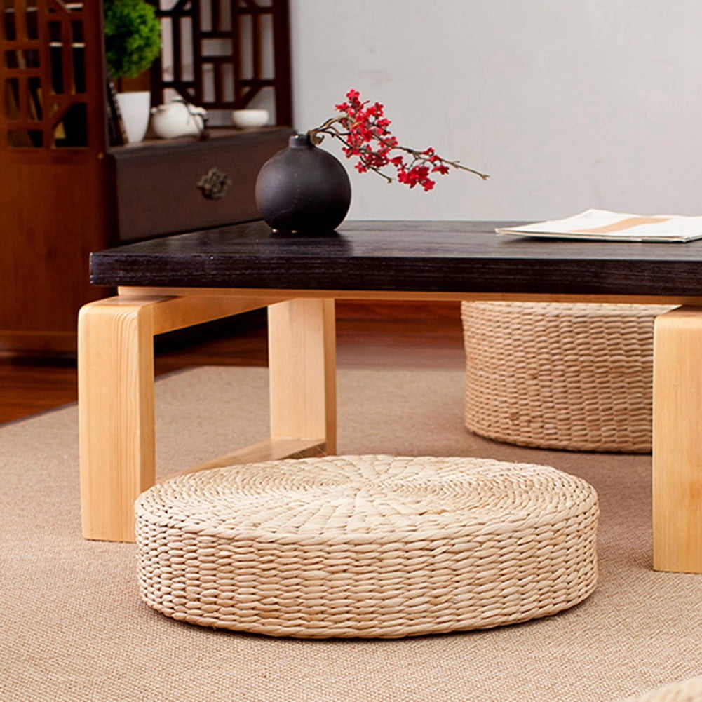 45Cm Yoga Mats Round Pouf Tatami Floor Pillow Cushion Straw Meditation Thickening Soft Yoga Equipment