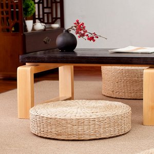 45Cm Yoga Mats Round Pouf Tatami Floor Pillow Cushion Straw Meditation Thickening Soft Yoga Equipment