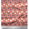 thumbnail image 1 of Soimoi Orange Poly Georgette Fabric Swirl & Daisy Floral Print Fabric by Yard 42 Inch Wide, 1 of 1