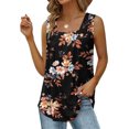 thumbnail image 2 of Hauts à Encolure Carrée pour Femmes Mode Féminine Imprimé Encolure Carrée T-Shirt Confortable Ample Sans Manches Blouse Décontractée Hauts t-Shirts pour Femmes Mode Blouses et Hauts pour Femmes Mode, 2 of 5