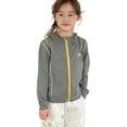 thumbnail image 1 of LYHaoo Spring And Autumn Children's Girls' Large Sized Hooded Zipper Pullover Coat With Trendy Contrasting Color Letter Style Casual And Versatile Outerwear Winter Outwear Gray Sizes 14-15 Years, 1 of 6