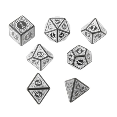 Milaget 7 Pcs dés Polyédriques en Acrylique Antiquités DND RPG Jeu de Rôle Jouets Blanc
