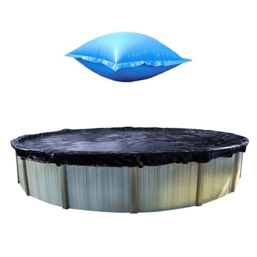 Swimline Couverture de Piscine d'Hiver hors Terre Ronde de 24 Pi avec Coussin d'Air de Fermeture 4 Pieds X 8 Pieds