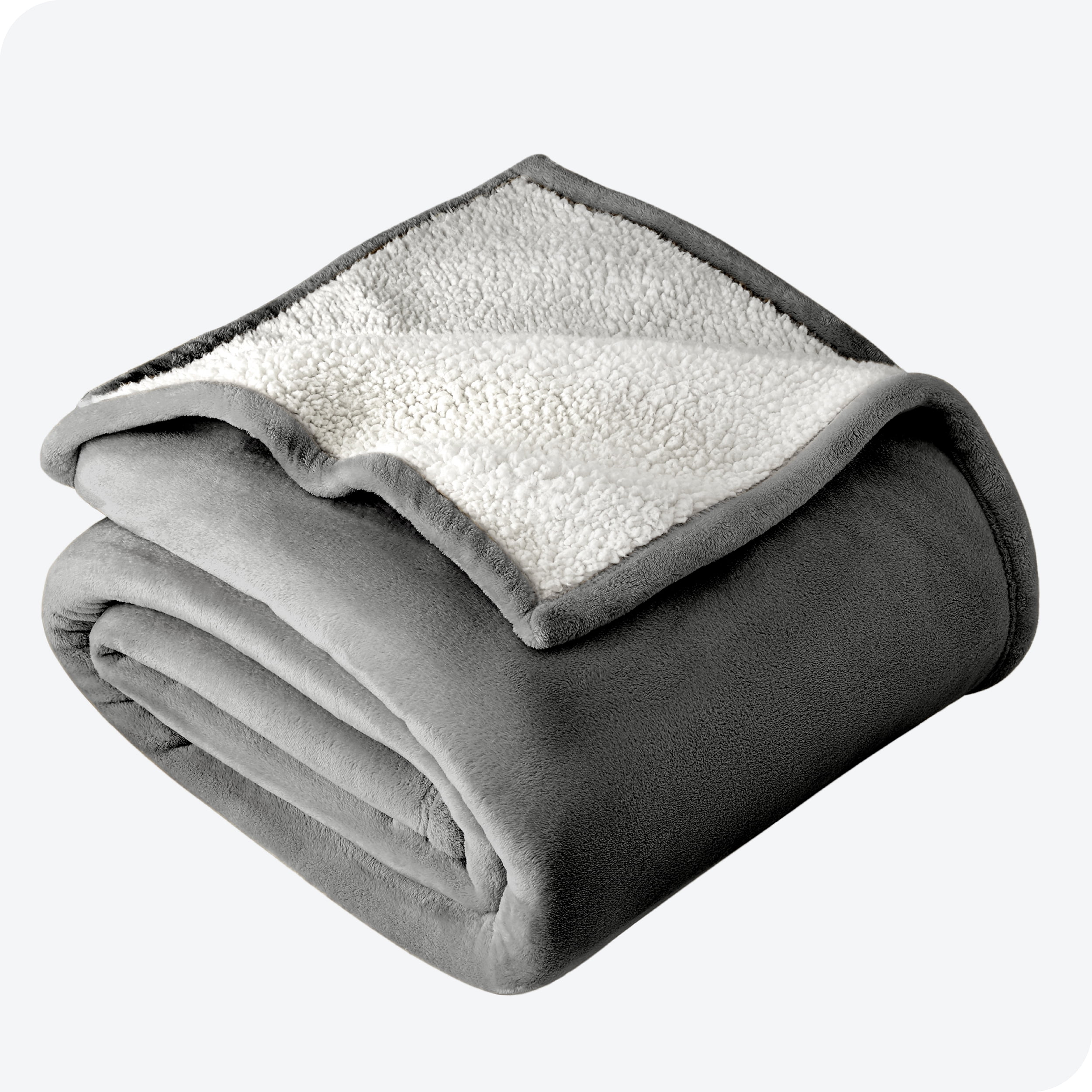 Bare Home Couverture de Lit en Sherpa Pelucheuse - Duveteuse et Douce - Réversible - Légère - Grand Lit/Grand, Gris