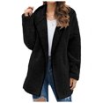 thumbnail image 2 of WEIYLL Womens Fleece Jackets Thick Knitted Cardigan Solid Color Sleeve Furry Black Fall Tops Size L, 2 of 5