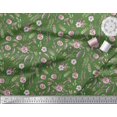 thumbnail image 3 of Soimoi Tissu en Coton Vert Canard Imprimé Feuilles de Pacanier & Roses au Mètre 42 Pouces de Large, 3 of 3