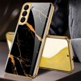 thumbnail image 3 of Full Cover Phone Case Tempered Glass Hard Printed Smartphone Bumper Case Cell Phone Covers Electroplated for S22/22Plus/Ultra Camera Protection Protective  Galaxy S22 ULTRA Golden Thread, 3 of 8