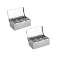 thumbnail image 1 of Produce Storage 3/4/5/6 Compartment Trays Stainless Steel Detachable Topping Station Plastic Pizza Ingredients Condiment Dispenser Reusable Condiment Seasoning Container For Home Or Restaurant, 1 of 9