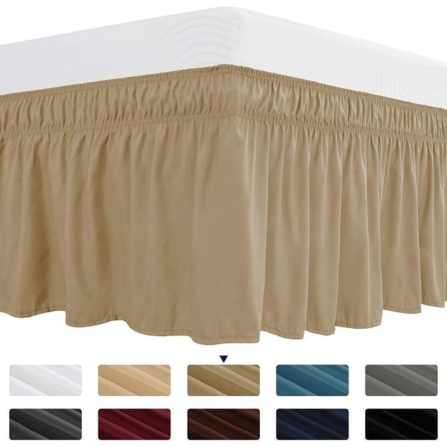 Subrtex Easy Fit Bed Skirts , Wrap Around Dust Ruffle with Long Tailored Drop