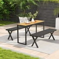 thumbnail image 2 of Costway 2 PCS 54" Patio Metal Bench with Slatted Seat & X Legs Backless Loveseat for Yard, 2 of 9
