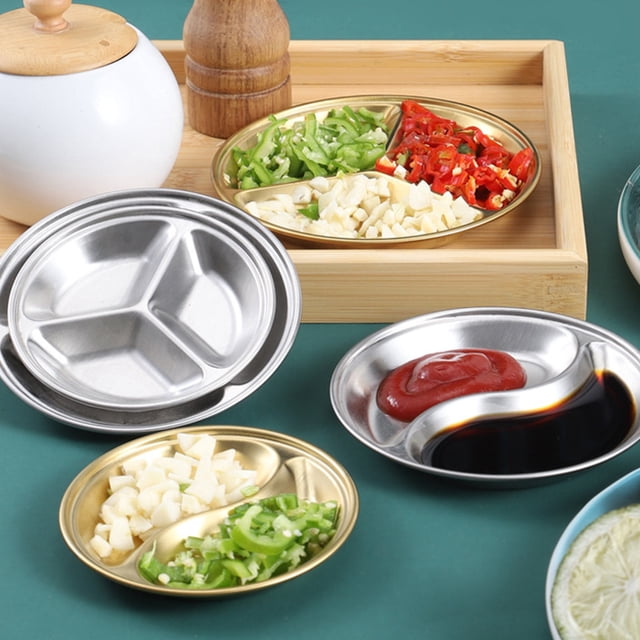 Up to 60% Off! Gspmoly Divided Snack Barbecue Dipping Stainless Dishes Stainless Steel Stainless Steel Soy Dipping Bowls Stackable Storage up to 60% Off