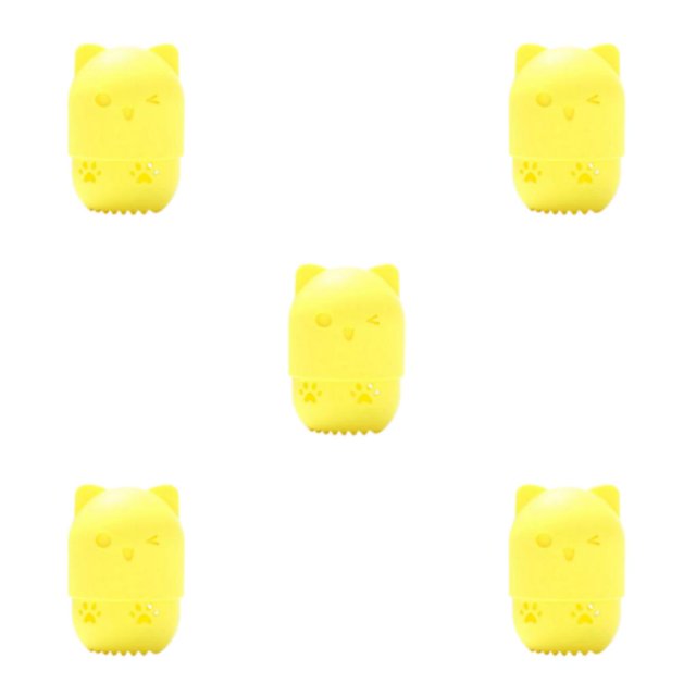 Dalazy Cat Shaped Sponges Neat Silicone Storage Box For Home Simple Fashionable yellow 5Set