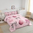 thumbnail image 3 of Erosebridal Ensemble de Literie Œufs de Pâques Roses pour Filles, Housse de Couette Princesse avec Nœud, Réversible 2 Pcs, 3 of 8