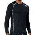 thumbnail image 2 of Styesk Mens Shirts Men's Splice Exercise Close-fitting High Resilience Round Neck Long Sleeved, 2 of 3