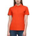 thumbnail image 2 of FRSASU Polos pour Femmes à Manches Courtes, Boutons, Col à Revers, Hauts d'Été, Tenue de Bureau Décontractée, T-Shirts Basiques, Orange m(m), 2 of 6