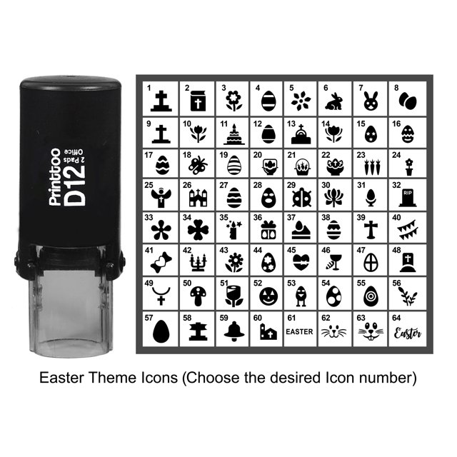 Printtoo Personalized Easter Theme Icons Round Rubber Stamp Self Inking Stamper 12 mm-Red