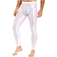 thumbnail image 3 of YUUMIN Men's Shiny Compression Pants Oil Glossy Stretchy Workout Sports Base Layer Trousers White L, 3 of 6