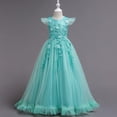 thumbnail image 1 of Liquidation et Promo, Robe d'Été pour Fille, Sans Manches à Volants en Dentelle, Broderie à Col Rond, Jupe Princesse en Tulle avec Nœud, Décontractée pour Fête, Tenue de Festival, Légère, Respirante, Âge 4-12 Essentiels Tendance, 1 of 5