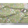 thumbnail image 2 of Soimoi Green polyester Crepe Fabric Heart & Unicorn Kids Decor Fabric Printed Yard 52 Inch Wide, 2 of 3