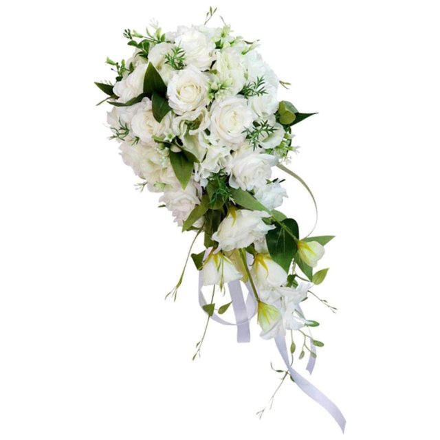 thinsony Mariage Mariée Mariée Cascade Main Bouquet Artificiel Main Rose Fleur