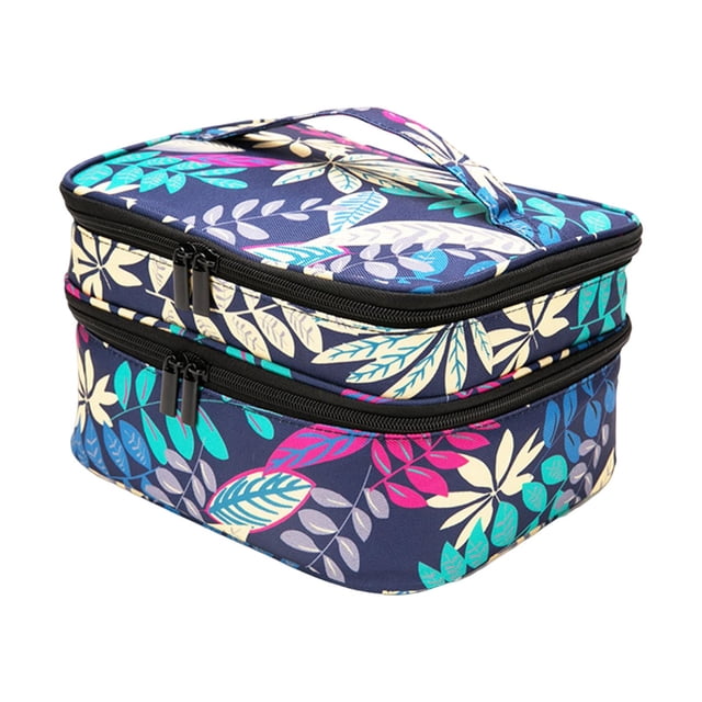 Portable Sewing Accessories Box Double Layer Craft Organizer with 30 Compartments Waterproof Storage Case