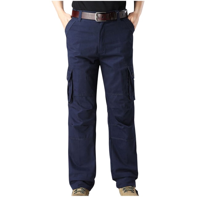 Birdeem Mens Outdoors Thick Straight-Leg Pants Mountain Climbing Multi-Pocket Overalls Trousers